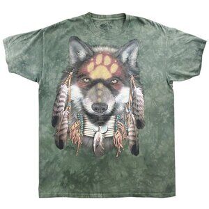 Mountain Wolf T-Shirt Tie Dye Native American Motif Orlando Baca Big Graphic 2XL
